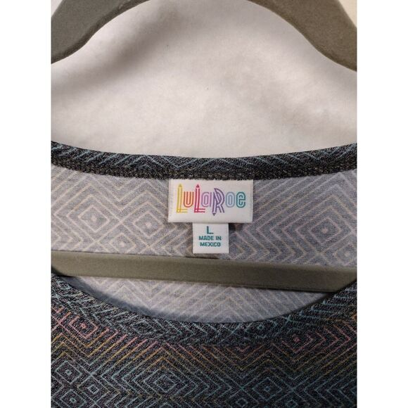 NWT Large LuLaRoe Dress Muted Gray/Teal/Pink Striped ~ MINT Condition ~L - Picture 4 of 5